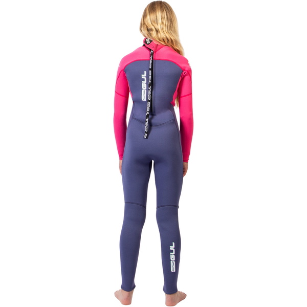 2026 Gul Junior Response Natur 3/2mm Flatlock Back Zip Wetsuit RE1322-BLPI - Blue / Pink